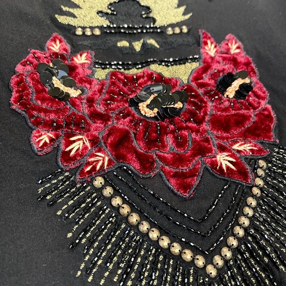 NWT GUESS Studded-Appliqué Ripped T-Shirt - Picture 4 of 13